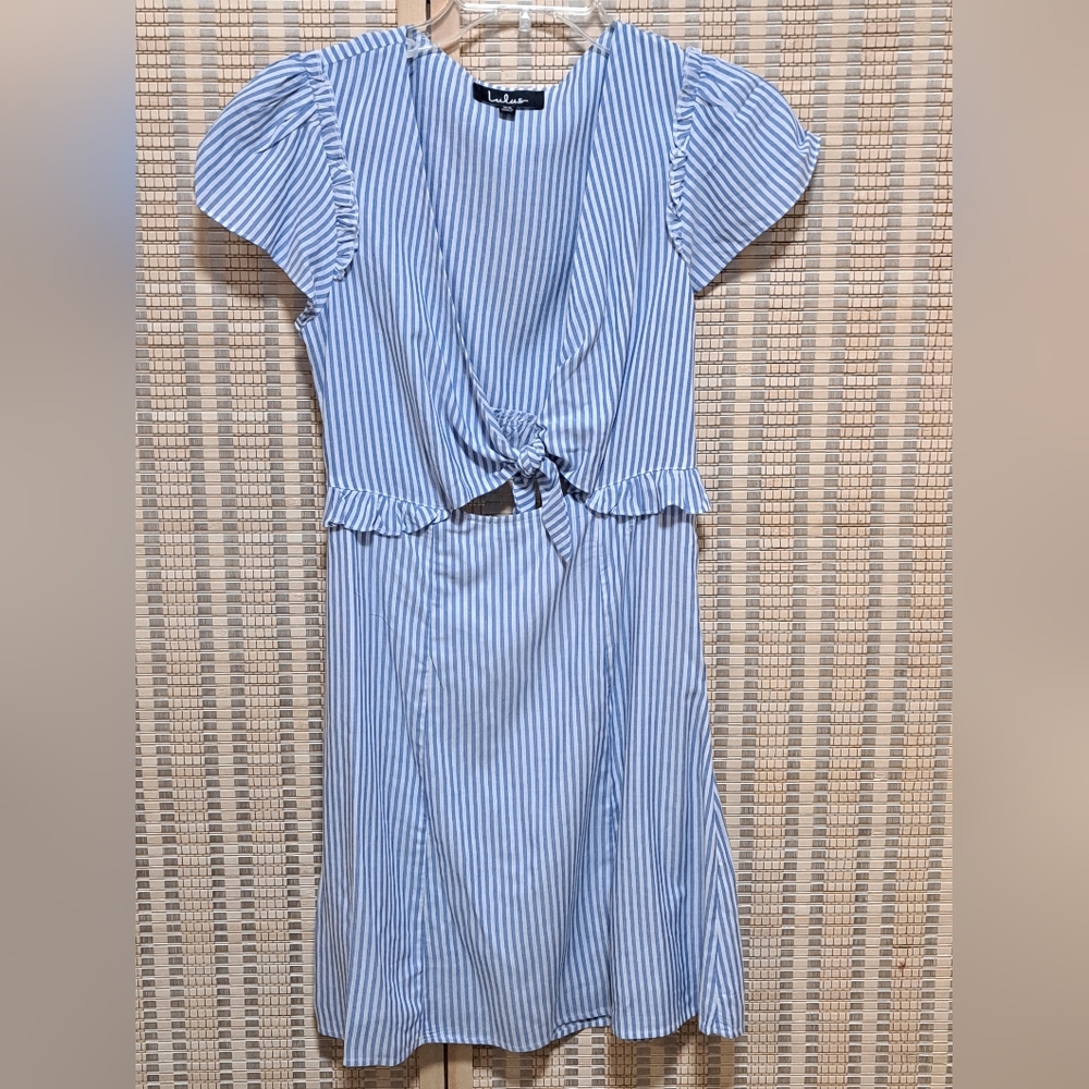 Lulus light blue cut-out striped mini dress size xs